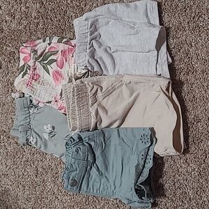 Carter's Floral and Solid Shorts Set - Green, Gray, Cream, Blue